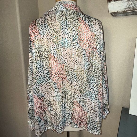 Anthropologie Womens Spotted Shimmer Open Front Kimono Multicolor One Size - Picture 11 of 13